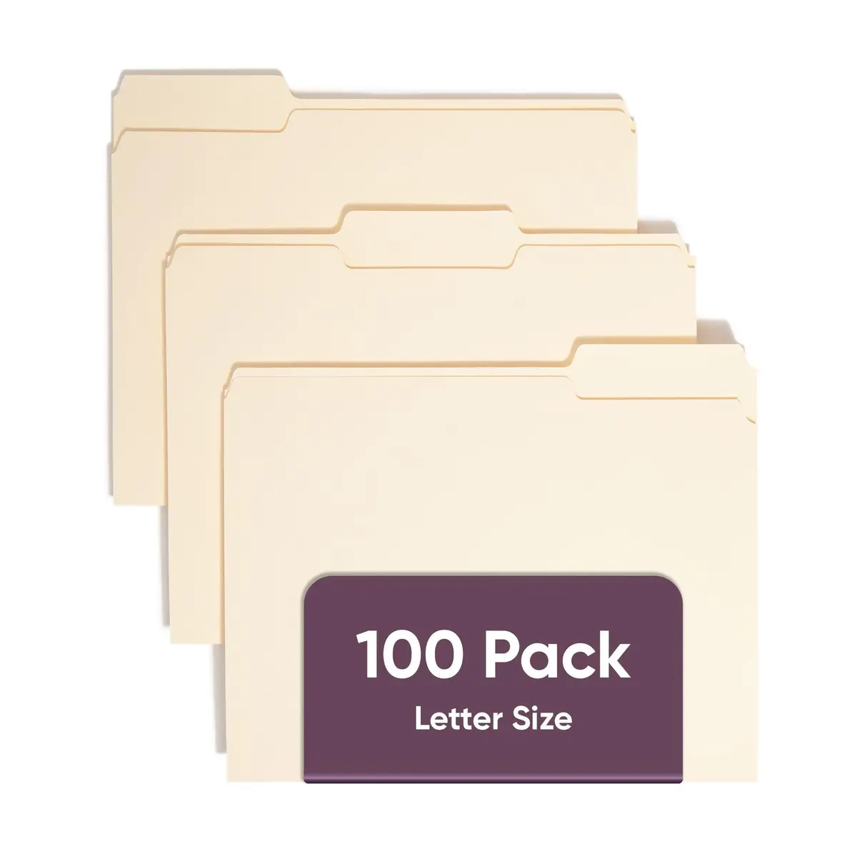 SMEAD File Folders Letter Sized 1/3-Cut Tab Assorted Positions 100 Pack | Durable Manila Office Folders - main product image