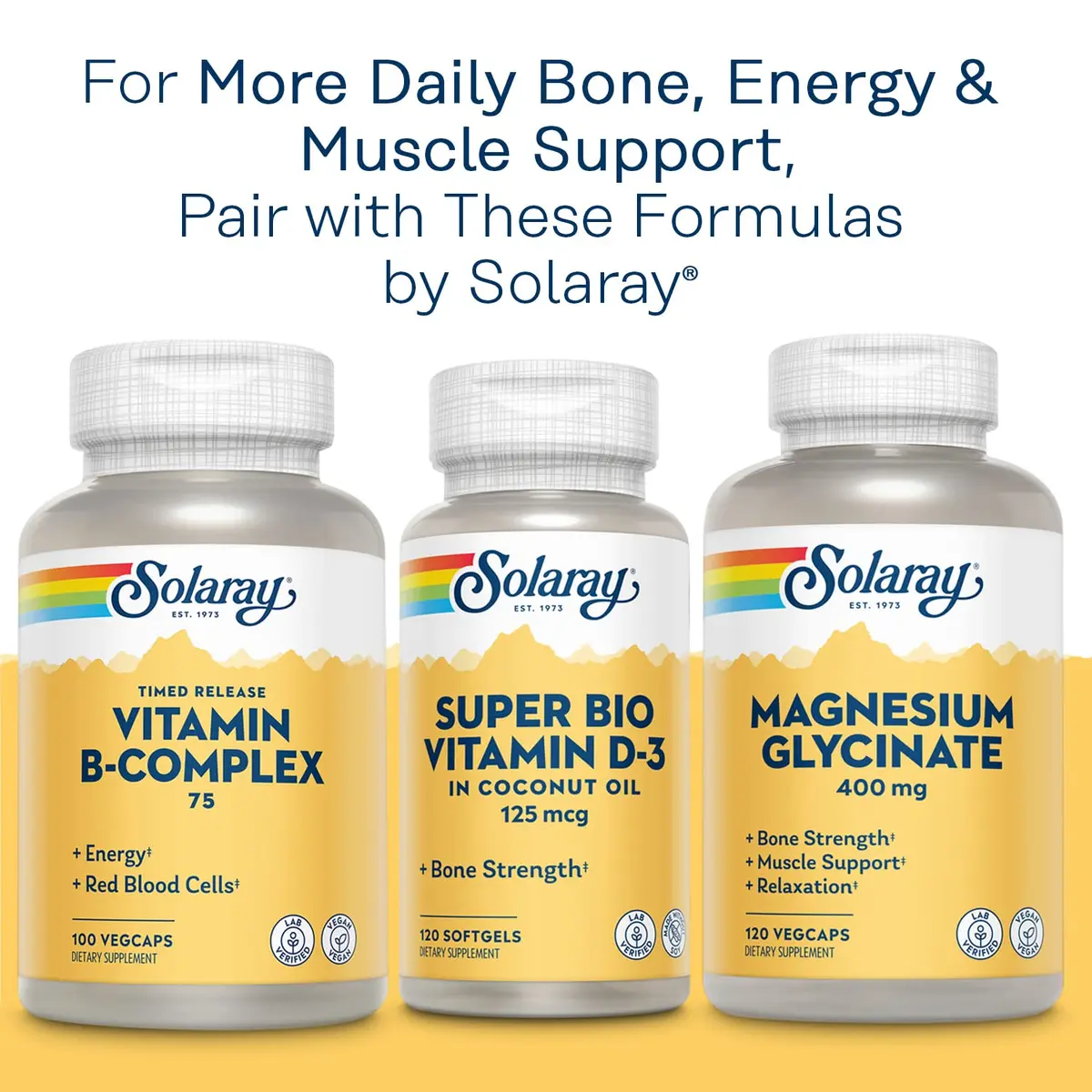 SOLARAY Calcium Magnesium Citrate 2:1 with Vitamin D3 K2 | Bone & Heart Support in 180 Capsules - view 7