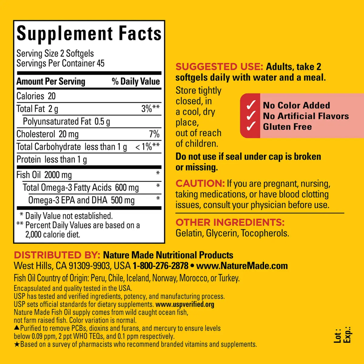Nature Made Fish Oil Omega 3 Supplements 1000 mg Softgels 90 Count | USP Verified Heart Health Support - view 6