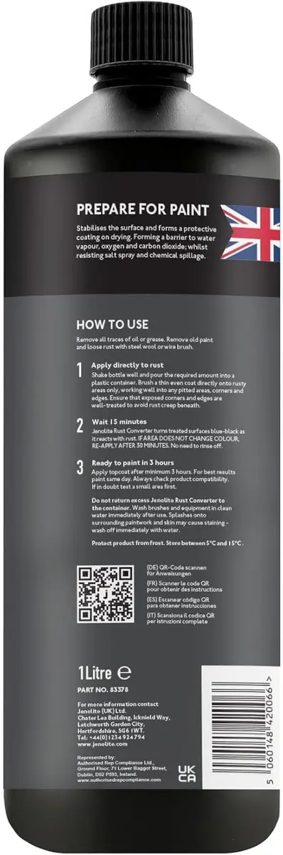 JENOLITE Rust Converter Liquid 33.8 Fl Oz | Fast-Acting Metal Rust Neutralizer - view 8