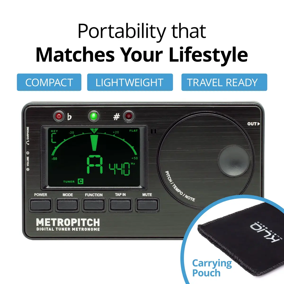 KLIQ MetroPitch Digital Metronome & Tuner for Piano, Guitar & Bass | 3-in-1 Compact Practice Tool with Accurate Tuning & Rhythm - view 6