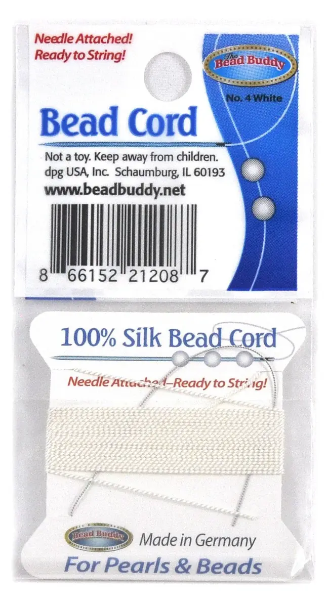 Bead Buddy Natural White Silk Cord Thread with Attached Needle 2m (6.56 ft) | Triple-Twisted for Strength - view 5
