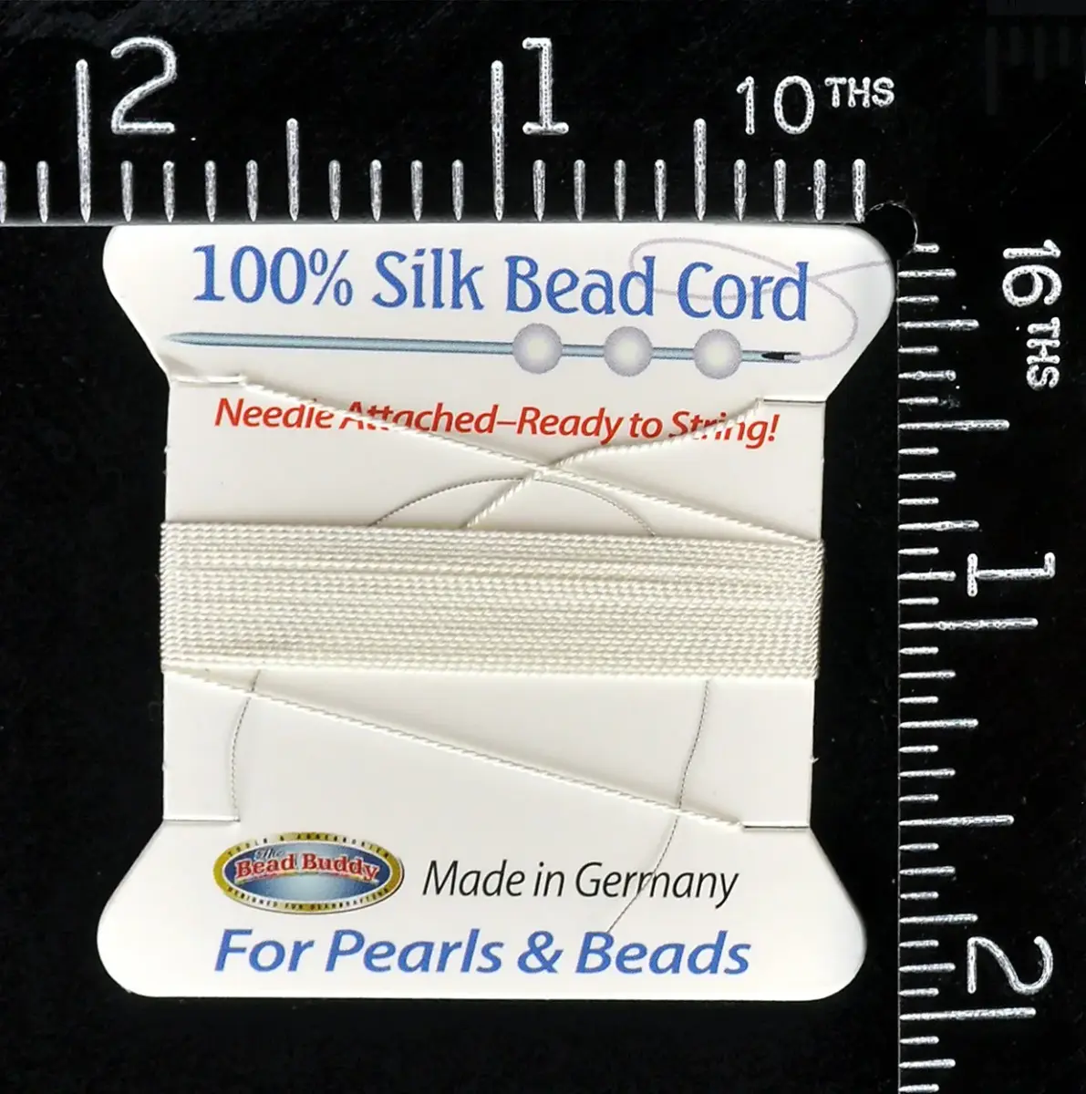 Bead Buddy Natural White Silk Cord Thread with Attached Needle 2m (6.56 ft) | Triple-Twisted for Strength - view 4