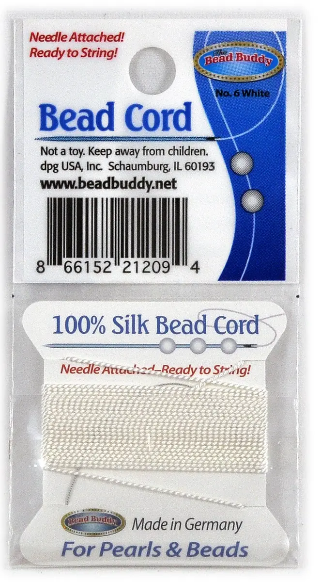 Bead Buddy 0.7mm Natural White Silk Cord Thread with Needle | Ideal for Jewelry Making, 2m - view 5