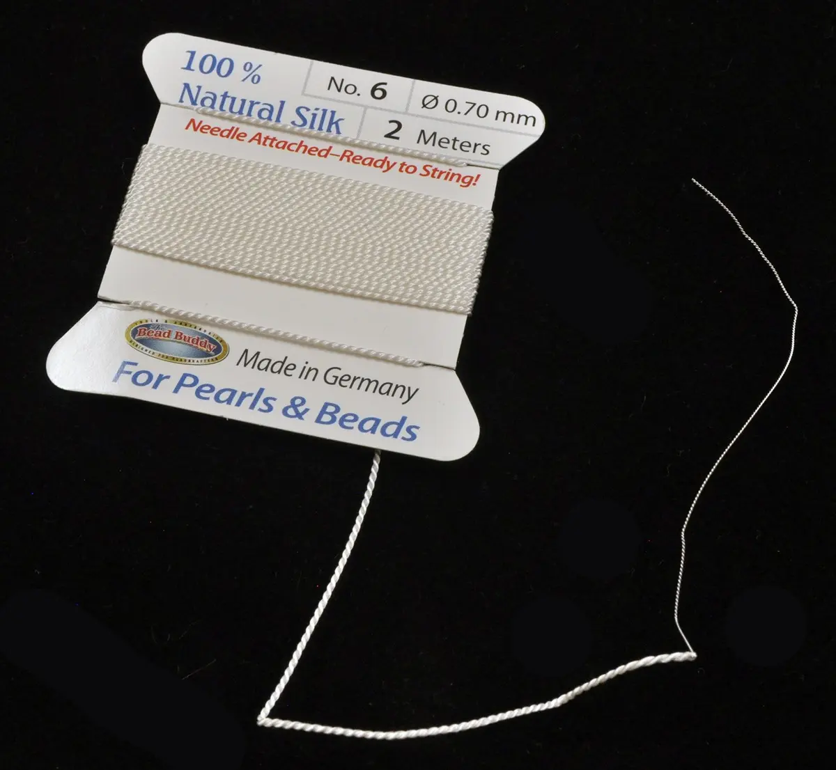 Bead Buddy 0.7mm Natural White Silk Cord Thread with Needle | Ideal for Jewelry Making, 2m - view 2