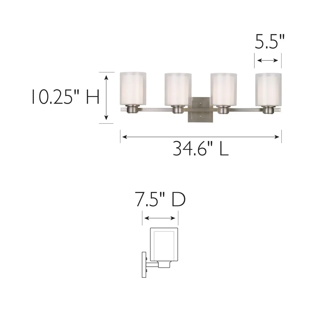 Design House Oslo 4-Light Vanity Light 10.25in Satin Nickel | Dimmable Bathroom Fixture - view 2