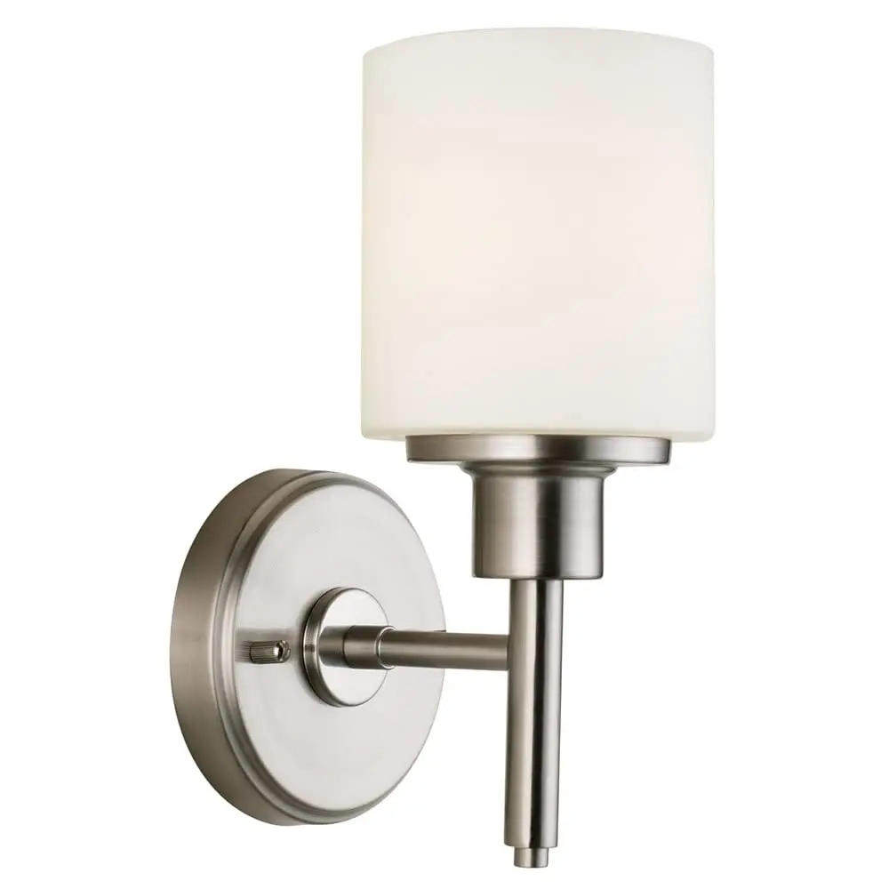 Design House Aubrey Wall Light 1-Light Dimmable Frosted Glass Satin Nickel | Transitional Indoor Fixture - main product image