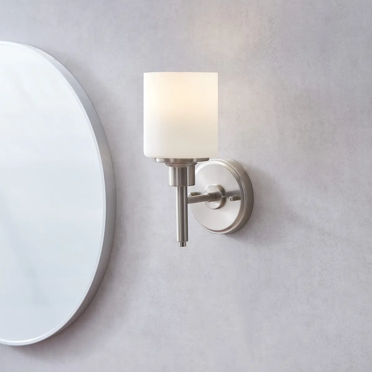 Design House Aubrey Wall Light 1-Light Dimmable Frosted Glass Satin Nickel | Transitional Indoor Fixture - view 3