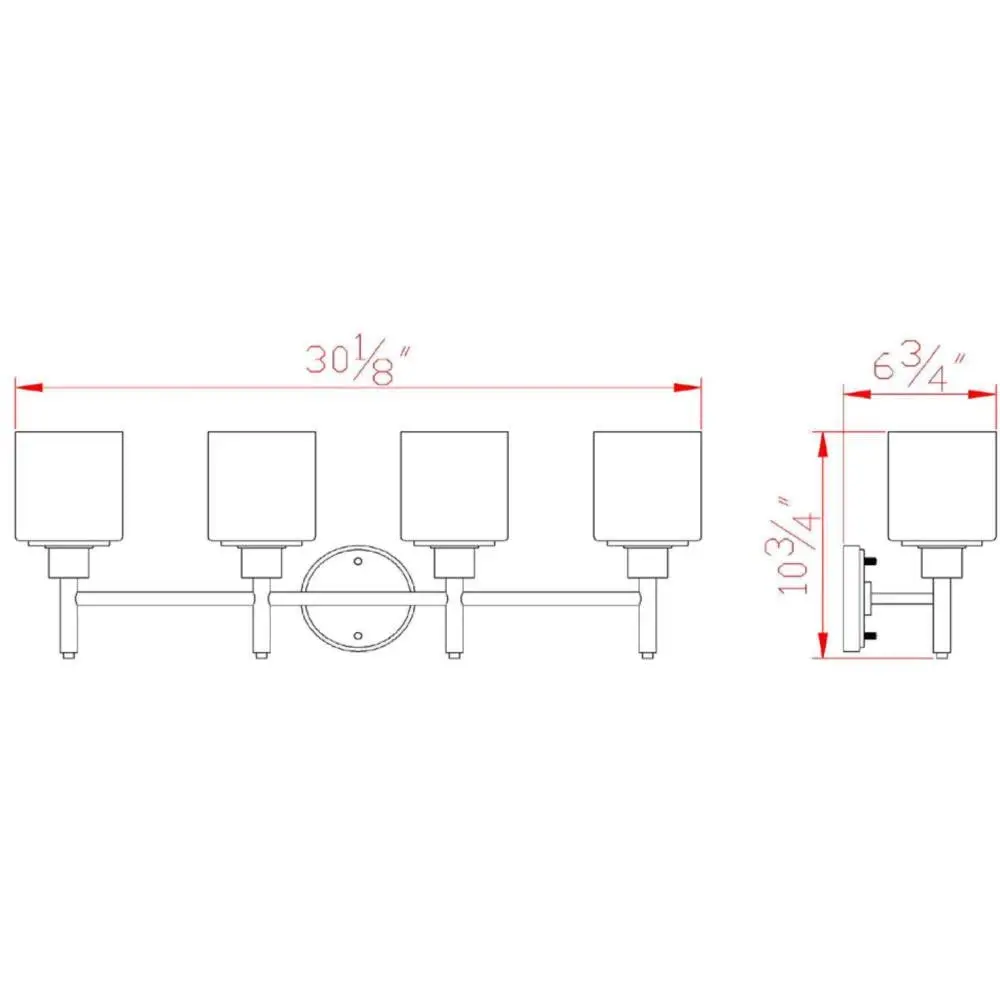 Design House Aubrey 4-Light Vanity Light Satin Nickel Finish Frosted Glass Shades Dimmable Bathroom Wall Fixture - view 2