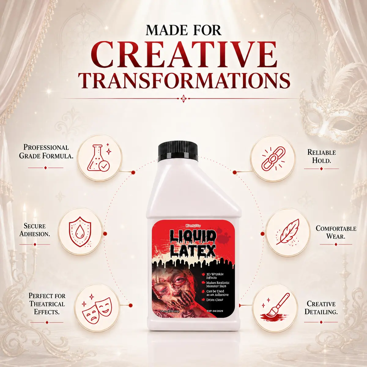 Kangaroo Liquid Latex Body Paint 414ml (14 Fl Oz) | SFX Makeup for Cosplay & Special Effects - view 5
