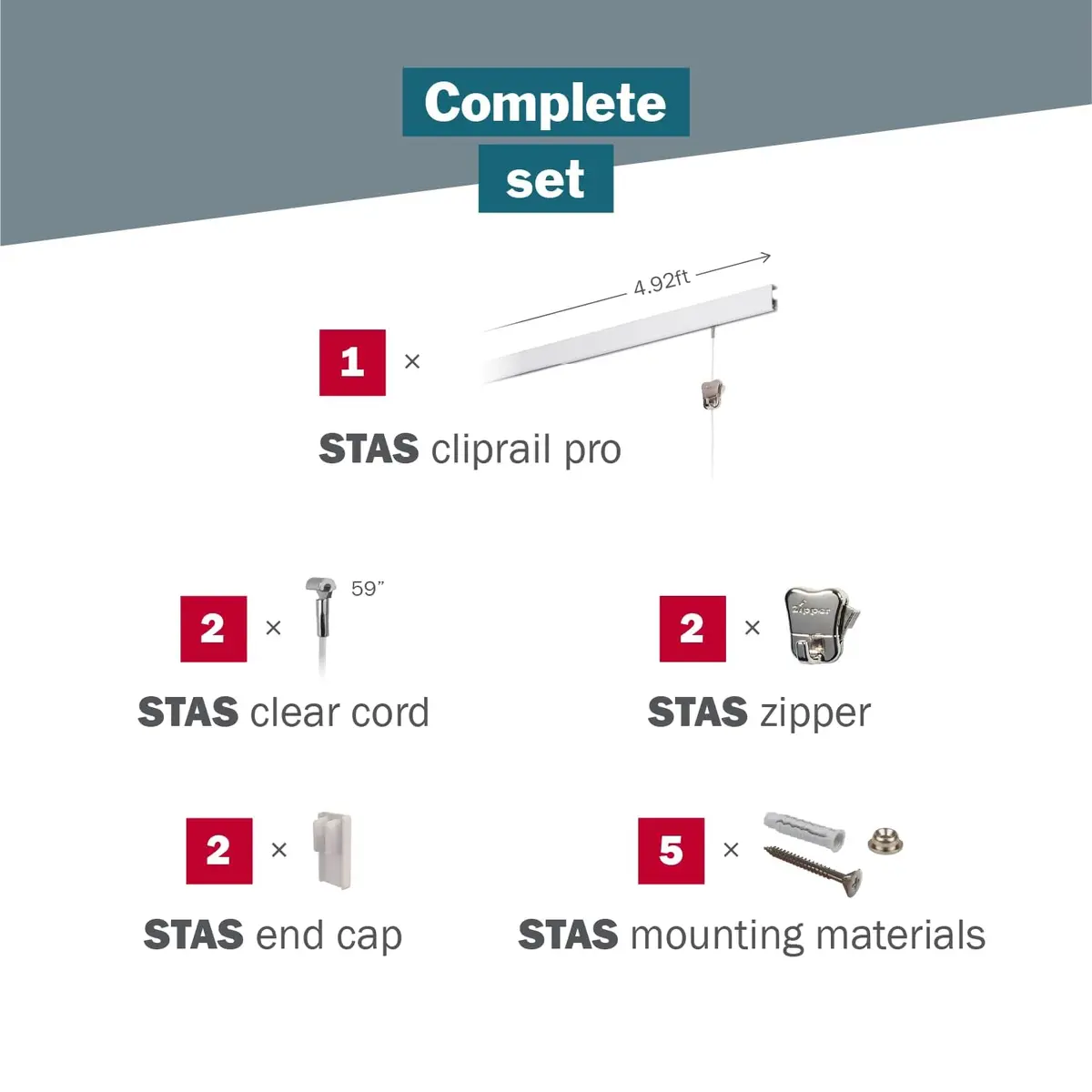 STAS Cliprail Pro Picture Hanging System White 150cm (4.92ft) | Heavy Duty Gallery Kit for Walls - view 3