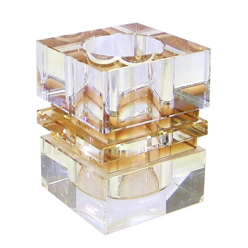 Amlong Crystal Pen Holder Amber | Crystal Desk Organizer for Office & School - main product image