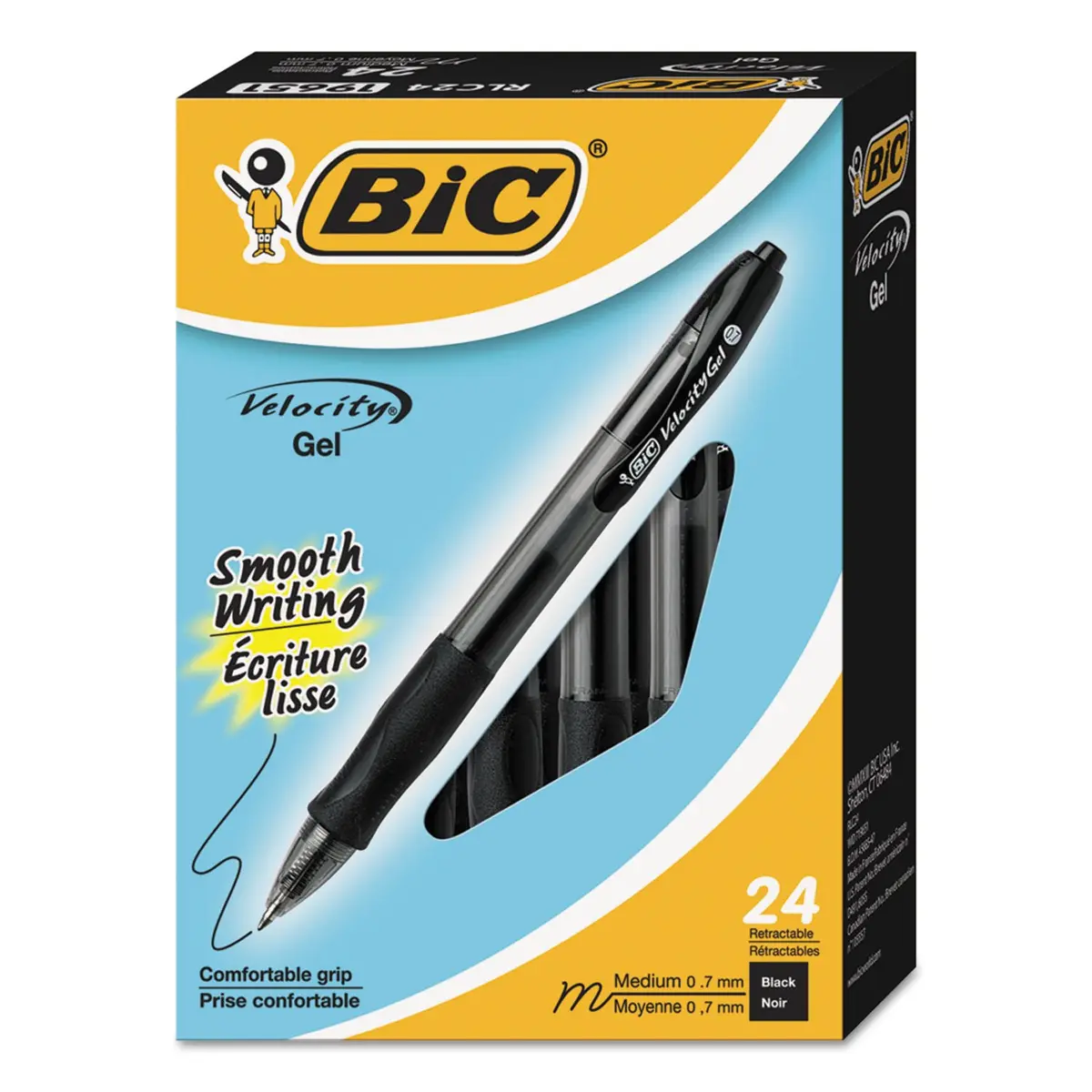 BIC Gel-ocity Retractable Gel Pen | Refillable 24 Count | Smooth Black Ink for Writing - main product image
