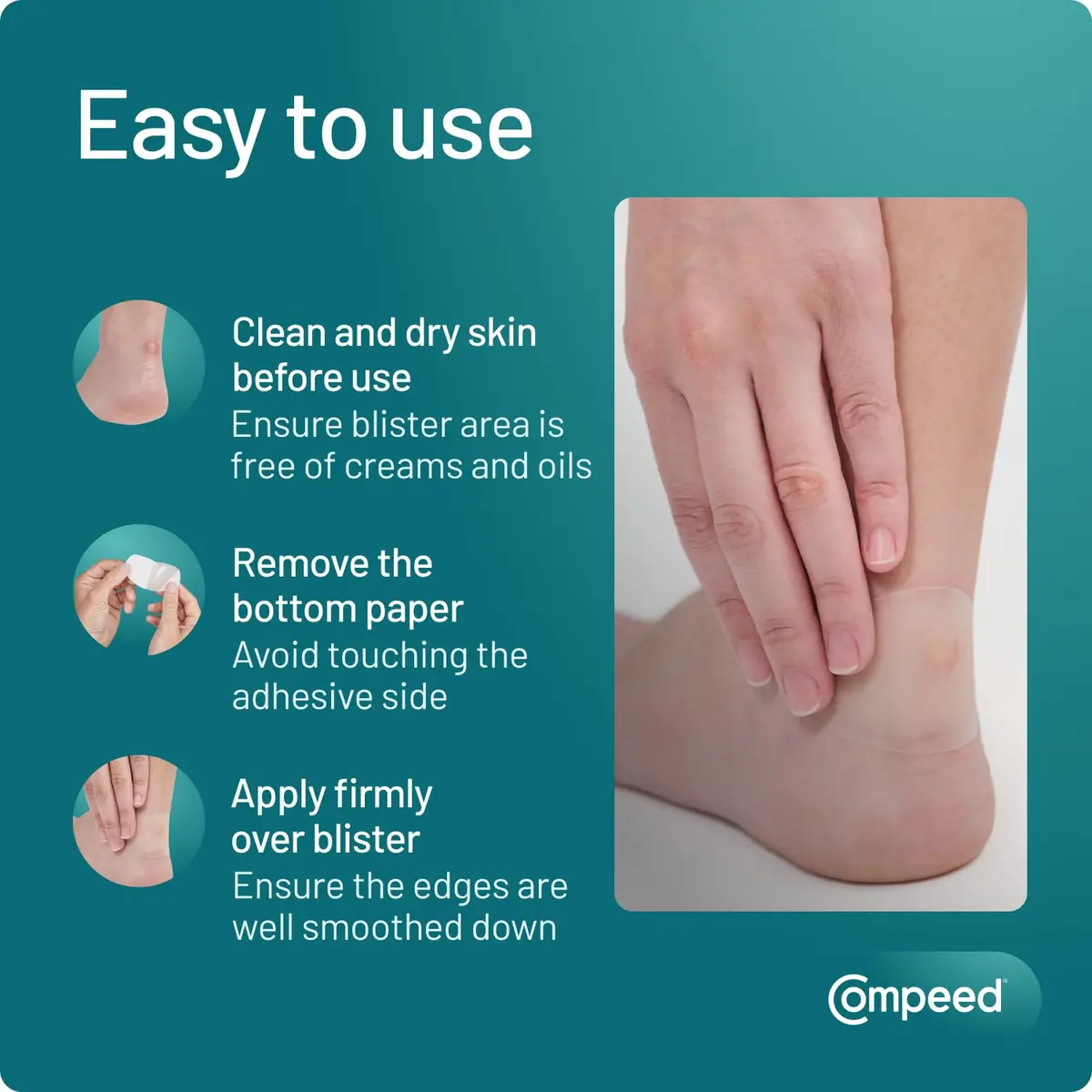 Compeed Sports Heel Blister Plasters 5 Hydrocolloid Cushions | Heal Fast & Discreet - view 6