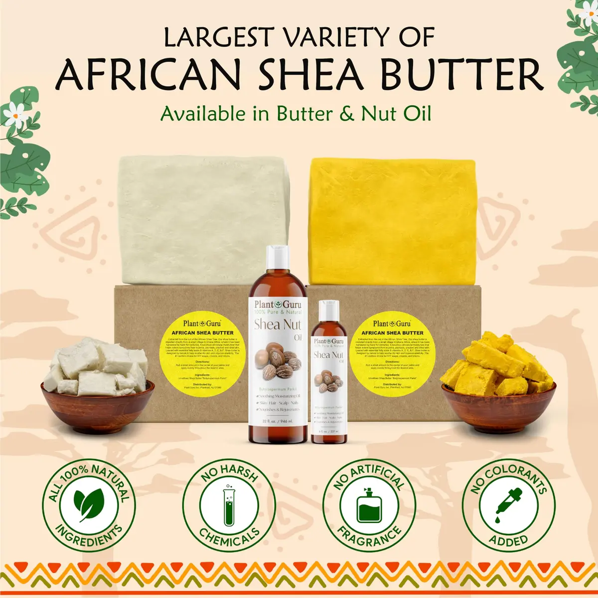 Plant Guru Raw African Shea Butter 16 oz. | Pure, Unrefined, Moisturizes Dry Skin & Hair - view 7