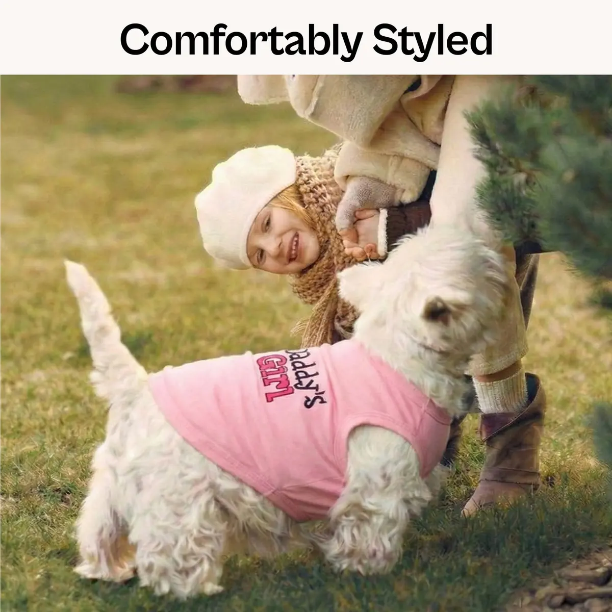 Parisian Pet Dog Shirt – 100% Cotton Sleeveless Pink Shirt for Small Dogs – Breathable & Lightweight, Girl Dogs Clothes - Stretchy Daddy’s Girl Pet Shirt - view 6