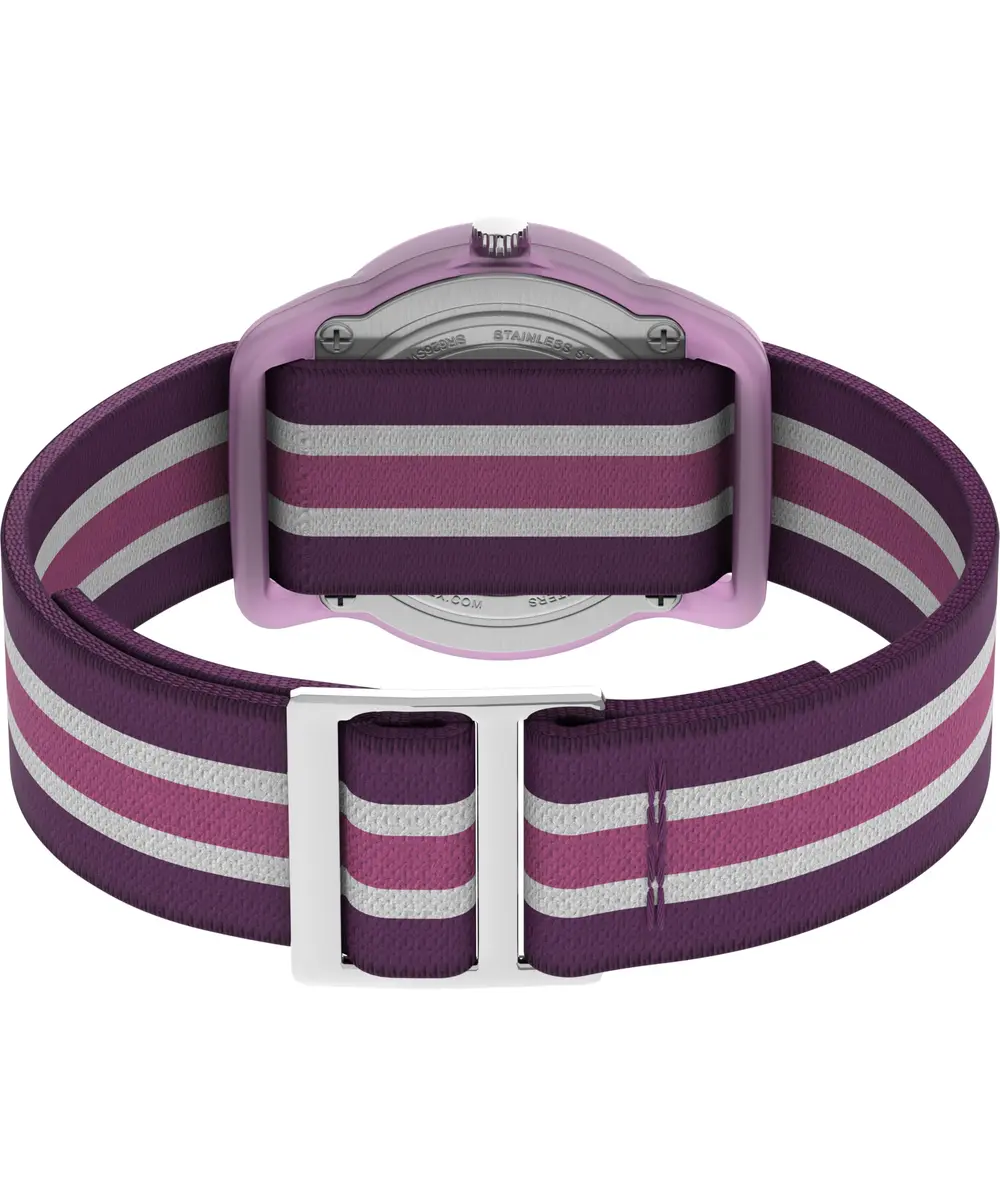 Timex Girls TW7C06100 Time Machines Purple/Pink Stripes Elastic Fabric Strap Watch | Easy-to-Read Dial, Water-Resistant - view 2