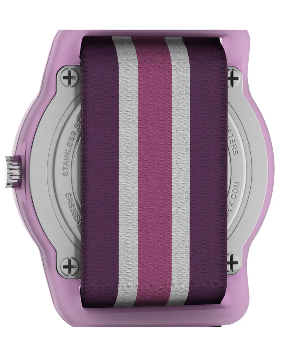 Timex Girls TW7C06100 Time Machines Purple/Pink Stripes Elastic Fabric Strap Watch | Easy-to-Read Dial, Water-Resistant - view 3