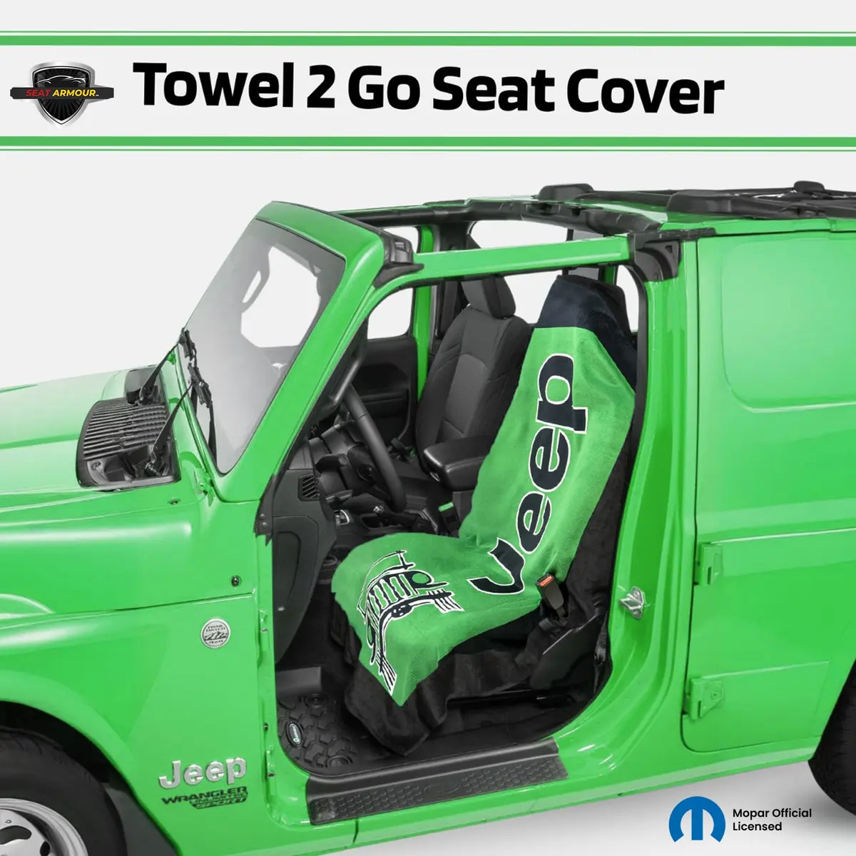 Seat Armour Jeep Seat Towel - Universal Fit Soft Machine Washable Jeep Towel - Easy Install, Multipurpose Towel2Go Seat Cover for Jeep - Green - view 2
