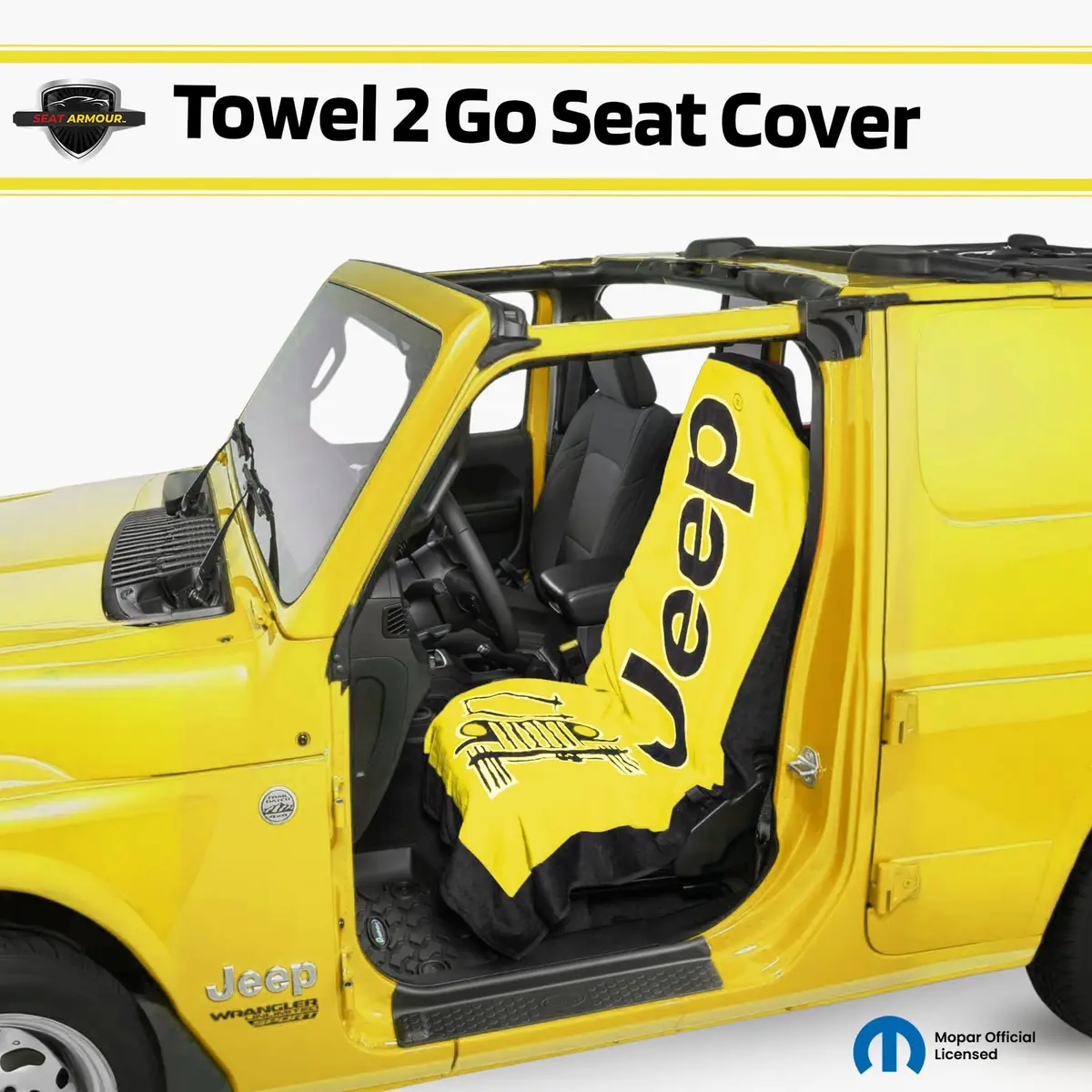 Seat Armour Seat Towel - Universal Fit Soft Machine Washable Towel - Easy Install, Multipurpose Towel2Go Seat Cover for Jeep Car - Yellow | Car Seat Protector - view 2