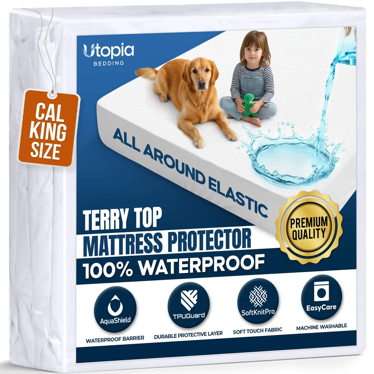 Utopia Bedding Waterproof Mattress Protector California King 17-inch Deep | Breathable Terry Cover with Fitted Style - main product image
