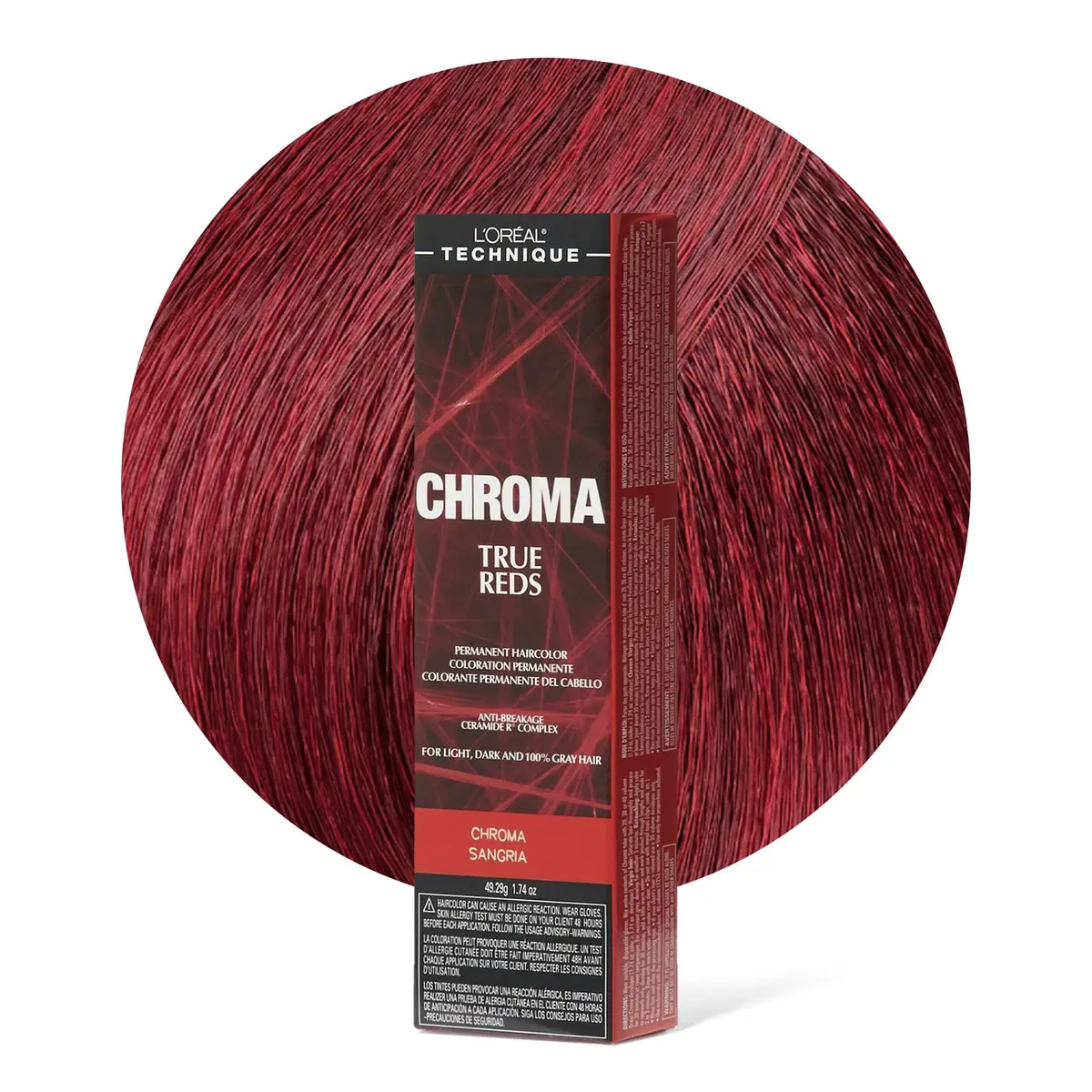 L'OREAL TECHNIQUE Chroma True Reds Permanent Hair Color - Sangria | Long-Lasting Red Shade, Suitable for All Hair Bases, Anti-Breakage Ceramide R™ Complex - main product image