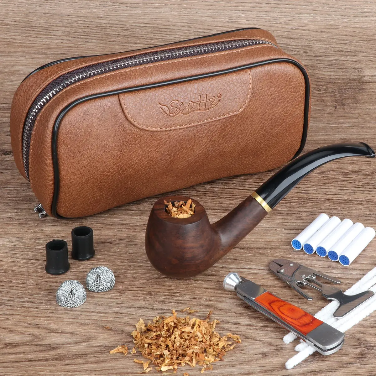 Scotte PU Leather Tobacco Pouch for 2 Pipes | Fashionable & Durable (195*105*55mm) - view 5