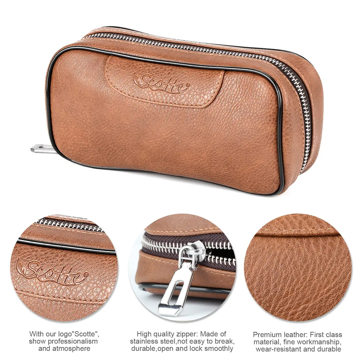 Scotte PU Leather Tobacco Pouch for 2 Pipes | Fashionable & Durable (195*105*55mm) - view 2
