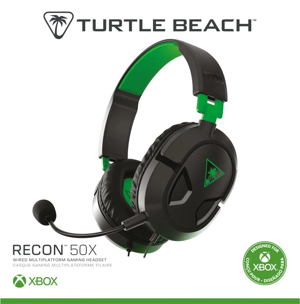 Turtle Beach Recon 50X Wired Gaming Headset Black/Green | 40mm Speakers, Removable Mic, Multiplatform Compatibility - view 9