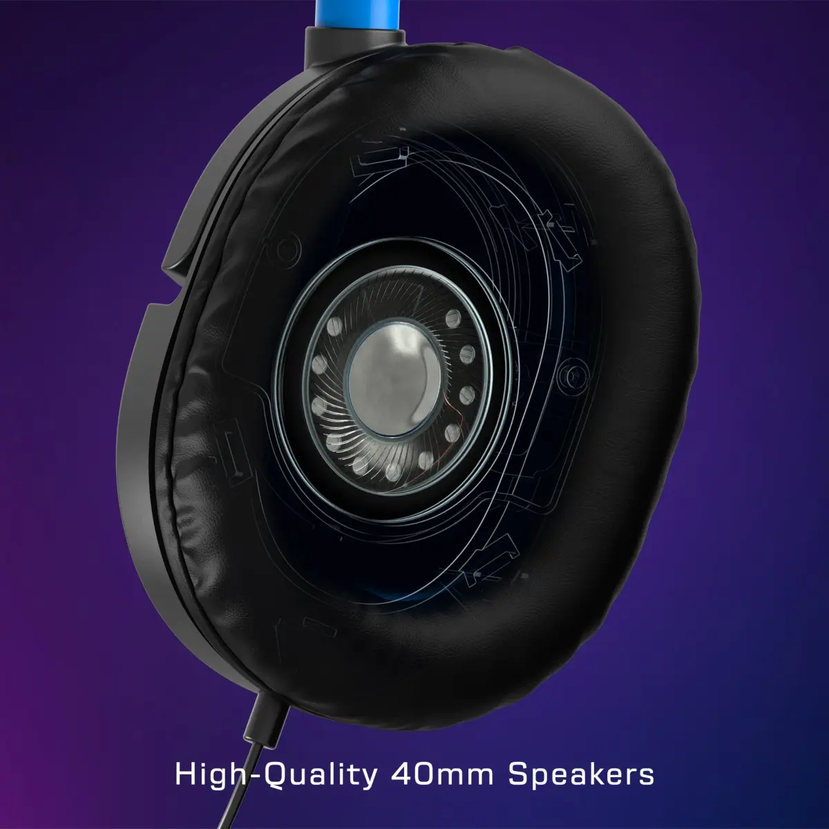 Turtle Beach Recon 50P Gaming Headset with Removable Mic | 40mm Speakers, Stereo, Black/Blue - view 3