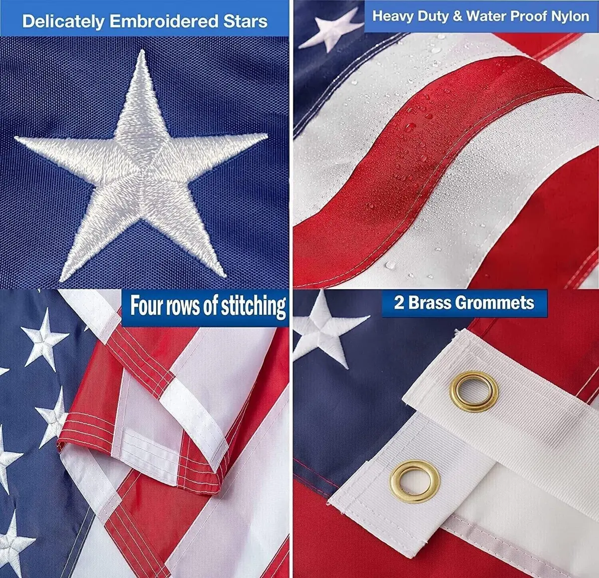 Flags Importer USA Flag 3x5' Nylon Embroidered Indoor & Outdoor Flag - view 3