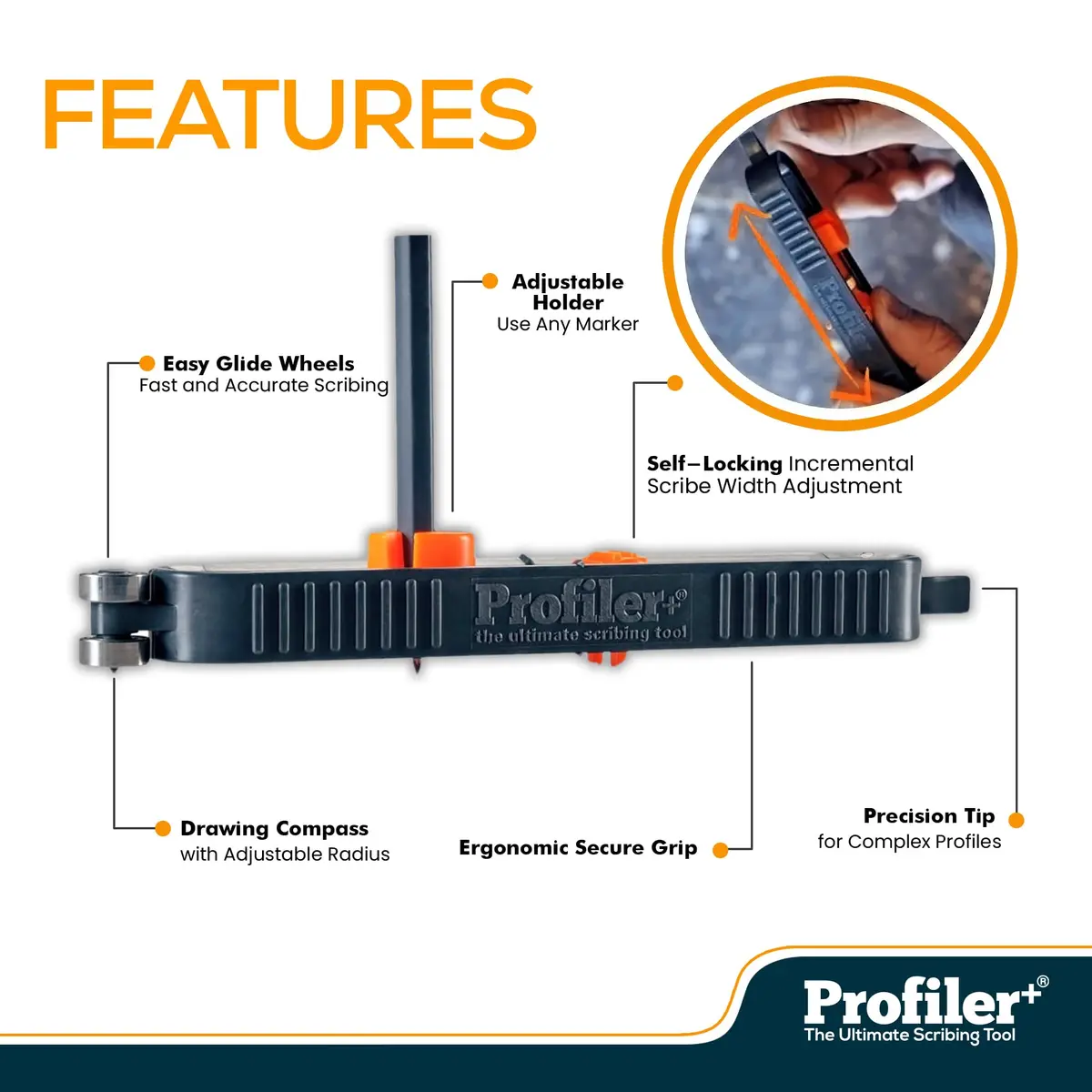 Profiler+ Multifunction Scribing Tool – Adaptable to Any Marker, Precise Woodworking & Carpentry (0.5mm) | UK Made - view 6