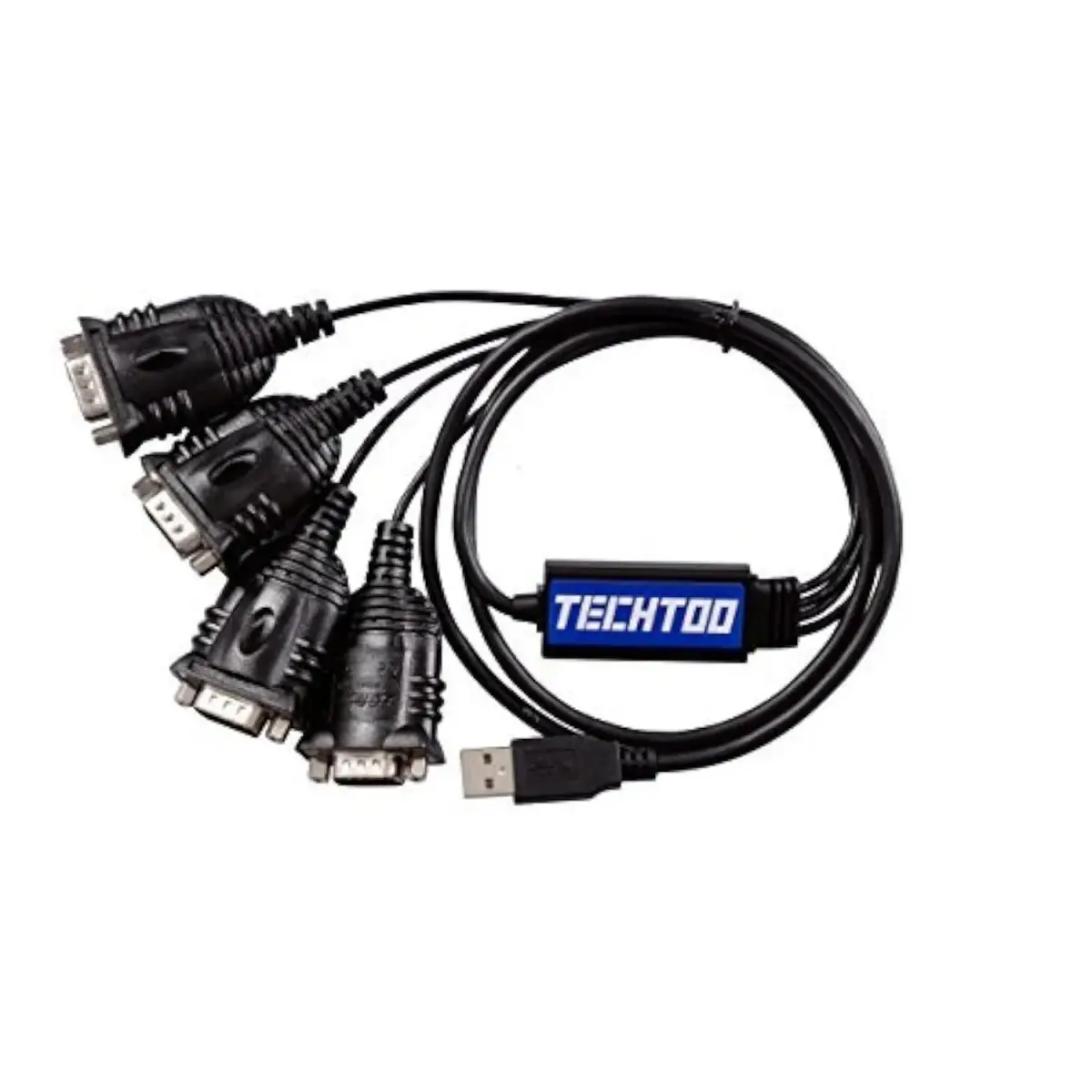 TECHTOO 4-Port USB to RS232 Serial Adapter 1.2m (4 ft) | FTDI Chipset for Reliable Data Transfer - main product image