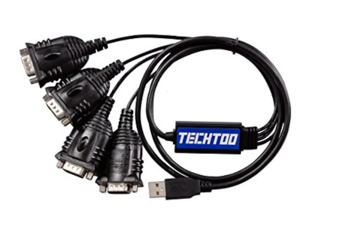 TECHTOO 4-Port USB to RS232 Serial Adapter 1.2m (4 ft) | FTDI Chipset for Reliable Data Transfer - main product image