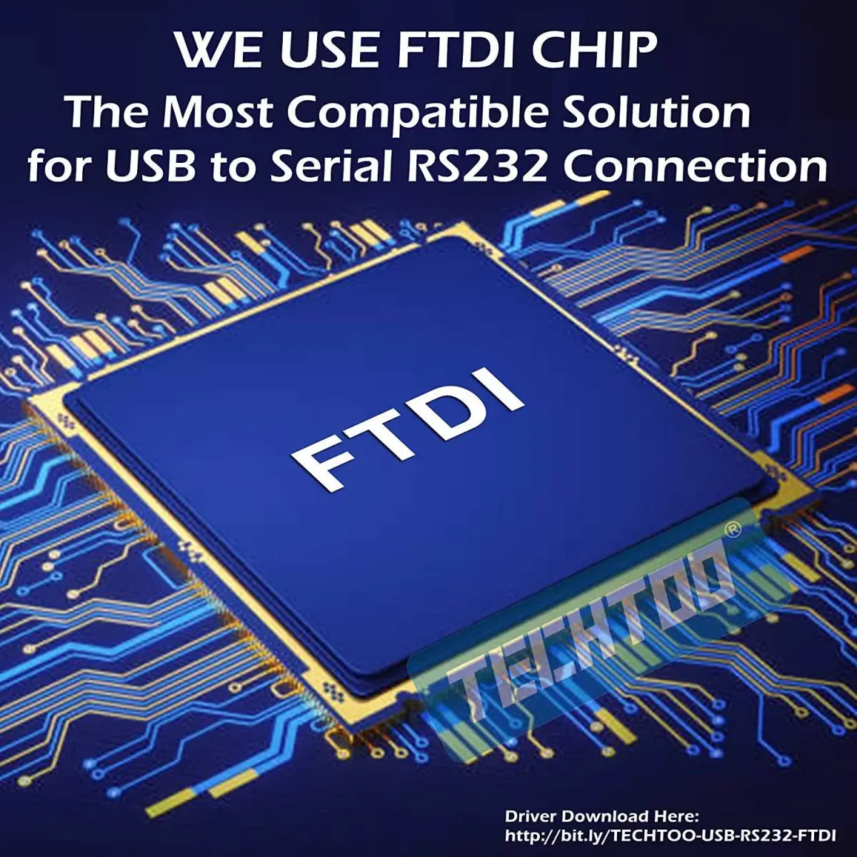 TECHTOO 4-Port USB to RS232 Serial Adapter 1.2m (4 ft) | FTDI Chipset for Reliable Data Transfer - view 2