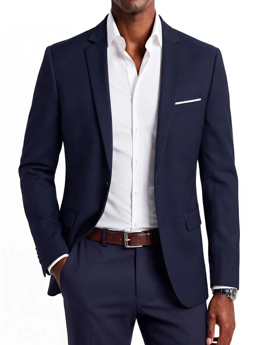 Beninos Slim Fit Casual Blazer Jacket Notch Neck Navy L | Lightweight & Versatile - main product image
