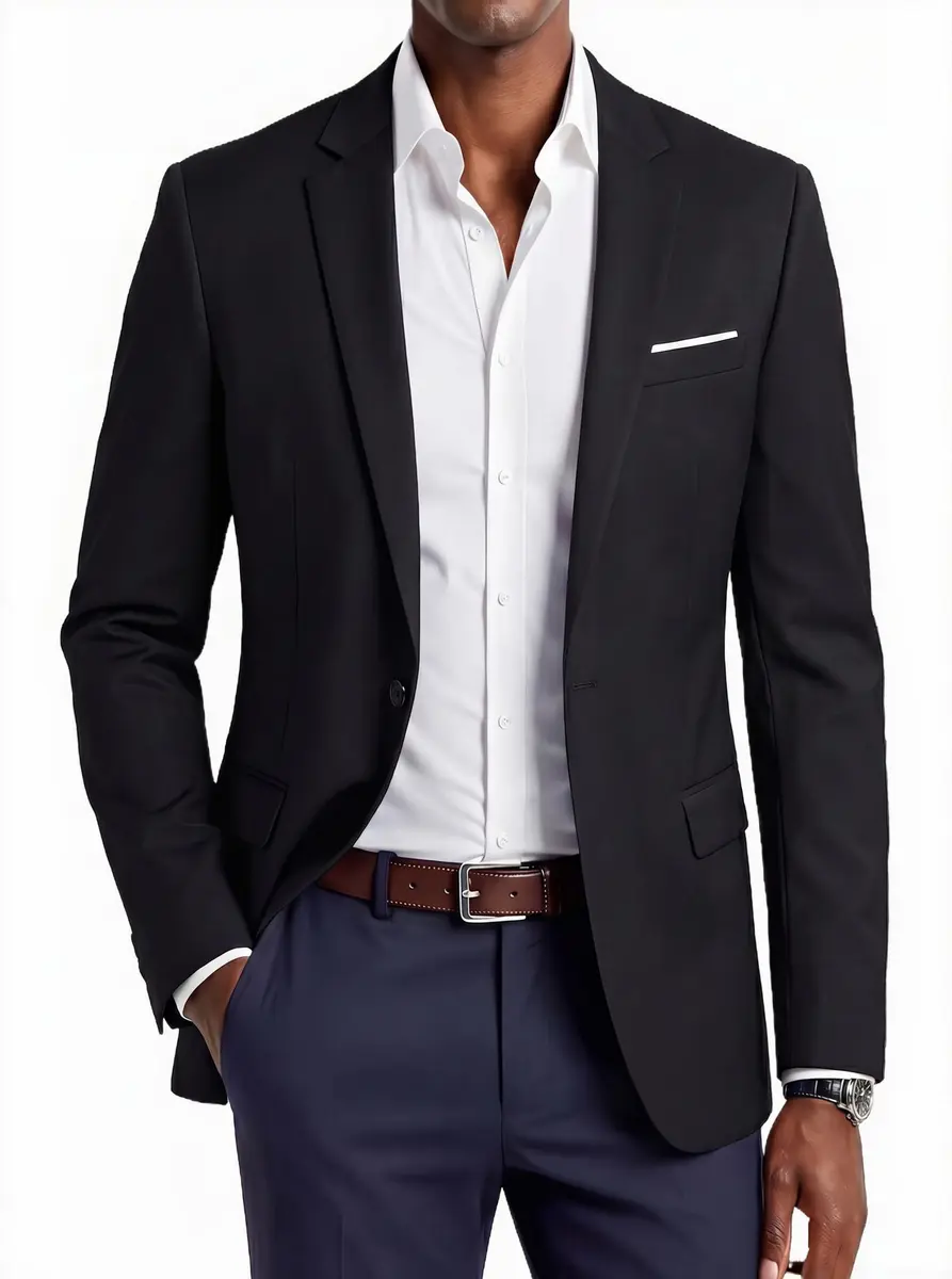 Beninos Slim Fit Casual Blazer Jacket Notch Collar | Black, S | Classic & Modern Style - main product image