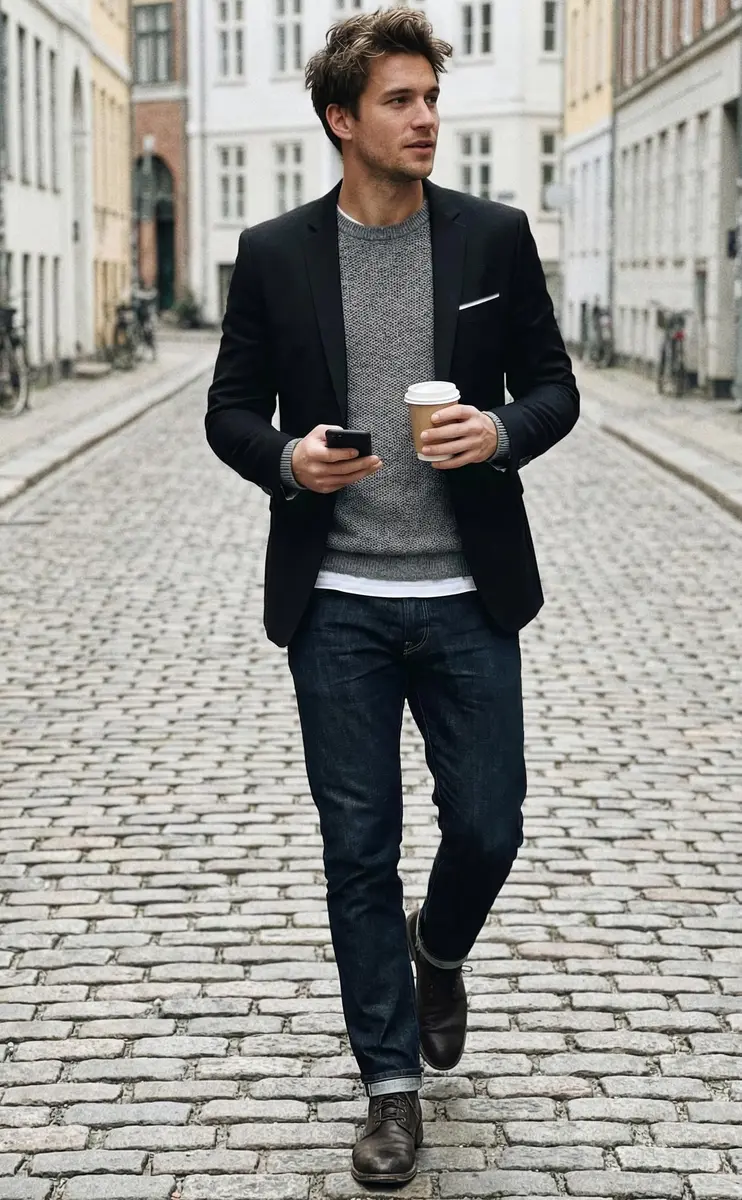 Beninos Slim Fit Casual Blazer Jacket Notch Collar | Black, S | Classic & Modern Style - view 4
