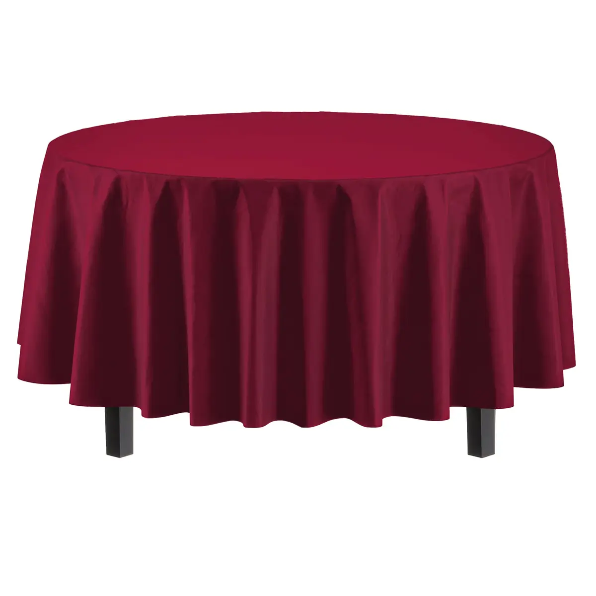 Exquisite 12-Pack Premium Plastic Round Tablecloth 84-inch Burgundy | Classic Modern Style - view 2
