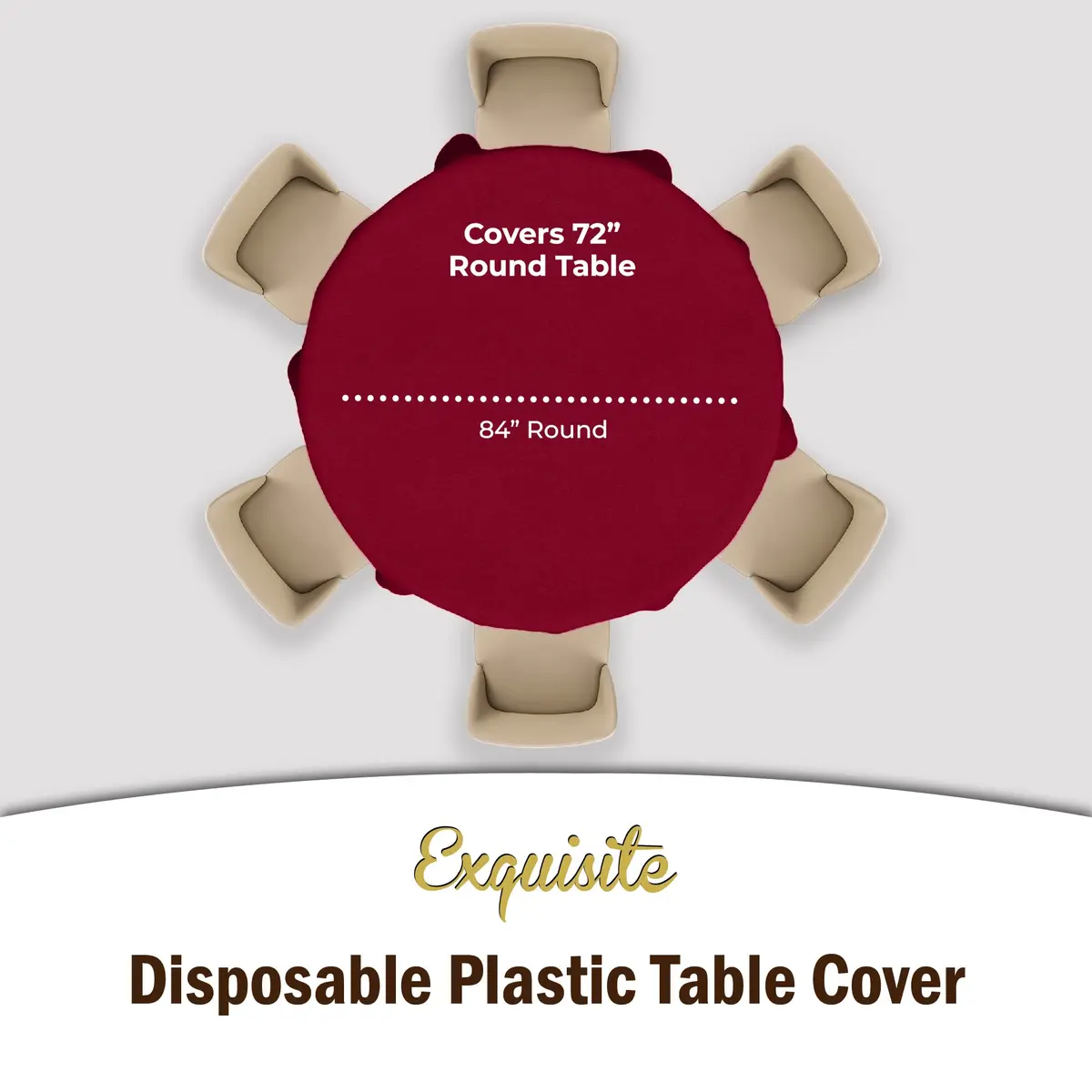 Exquisite 12-Pack Premium Plastic Round Tablecloth 84-inch Burgundy | Classic Modern Style - view 4