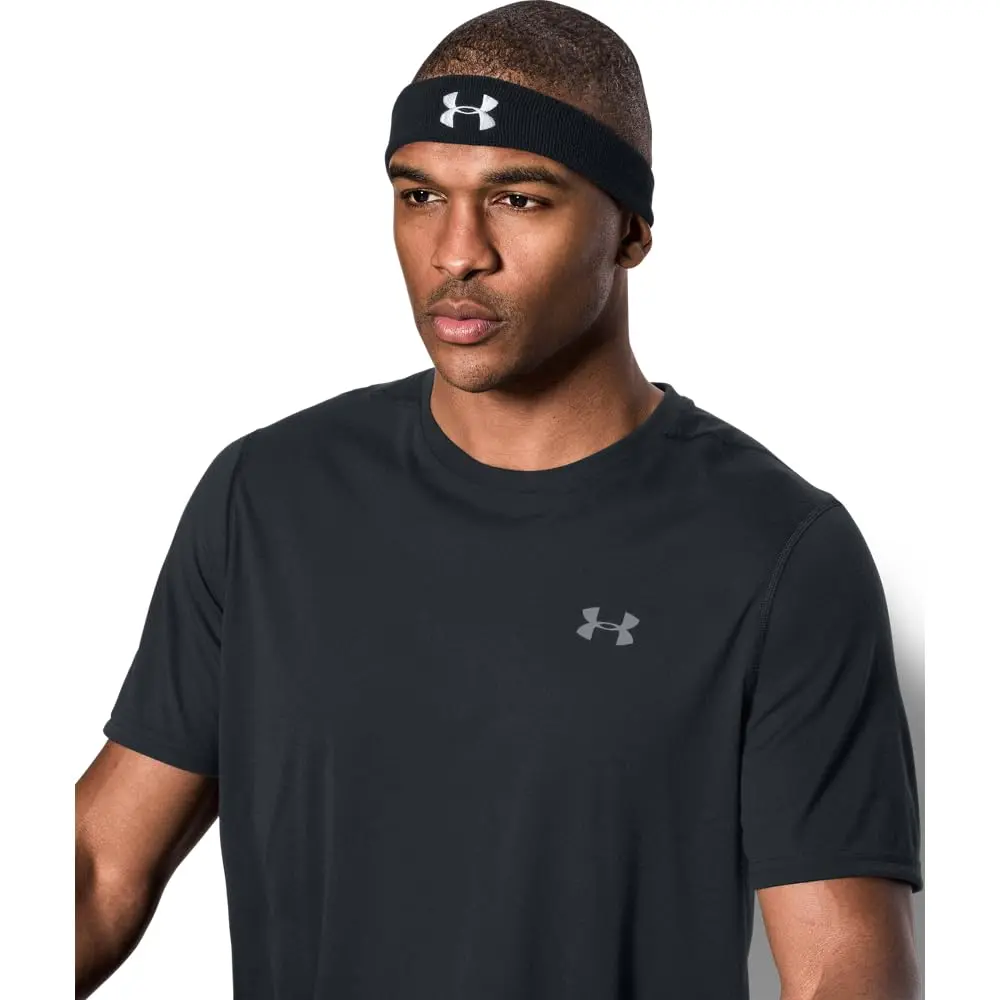 Under Armour Men's Performance Headband Black (001)/White One Size | Sweat-Wicking & Quick-Dry for Sports - view 2