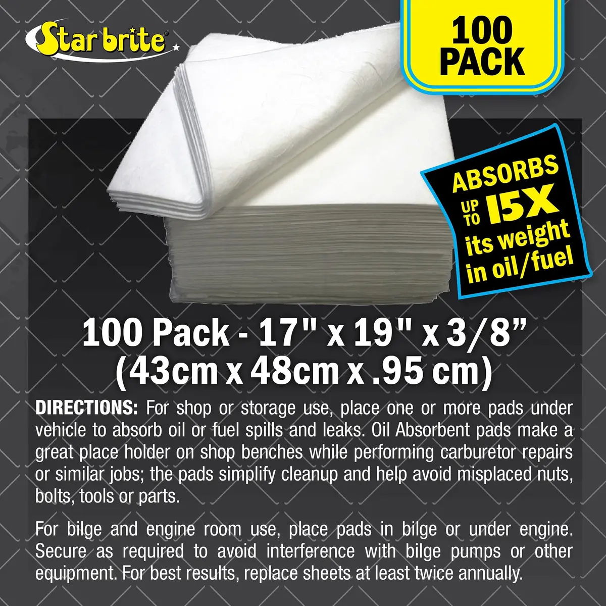 STAR BRITE Bilge Oil Pads - Absorbs Oil, Repels Water | 100 Pack, 13.1 lbs (5.94 kg) - view 2