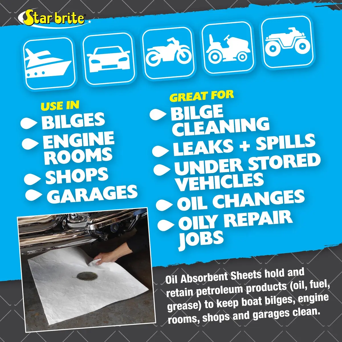 STAR BRITE Bilge Oil Pads - Absorbs Oil, Repels Water | 100 Pack, 13.1 lbs (5.94 kg) - view 3