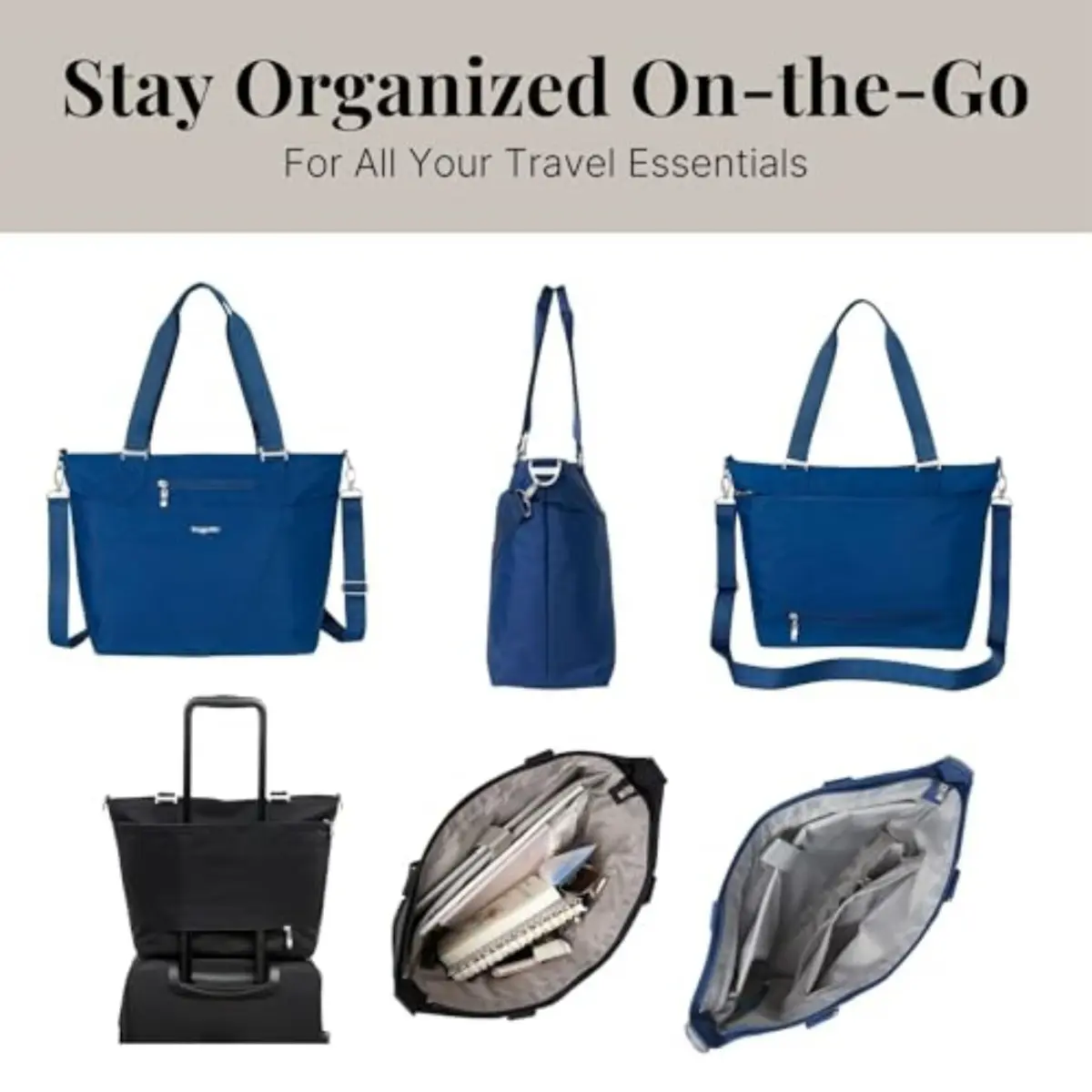 Baggallini Avenue Tote - 12x18 Laptop Tote Bag for Women, 31.6cm x 45.7cm x 13.2cm (12"H x 18"W x 5.5"D) | Water-Resistant Carry-On Bag - view 7