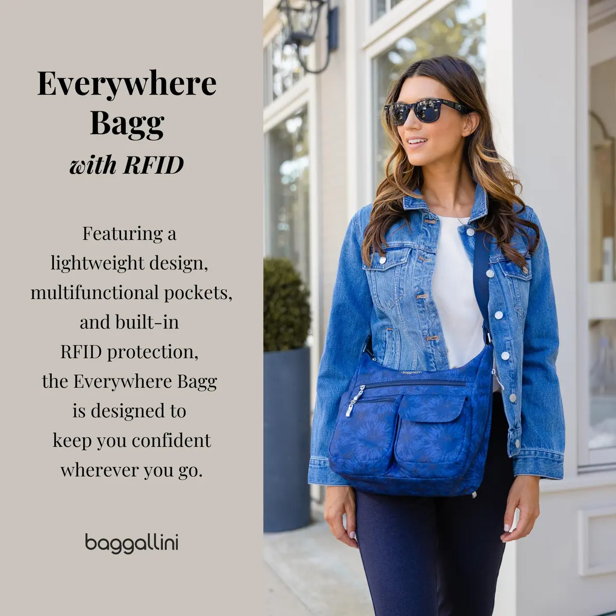Baggallini Everywhere Bagg Hobo Crossbody Bag 25.5cm (10 inches) | Water-Resistant Travel Bag with RFID Wristlet - view 2