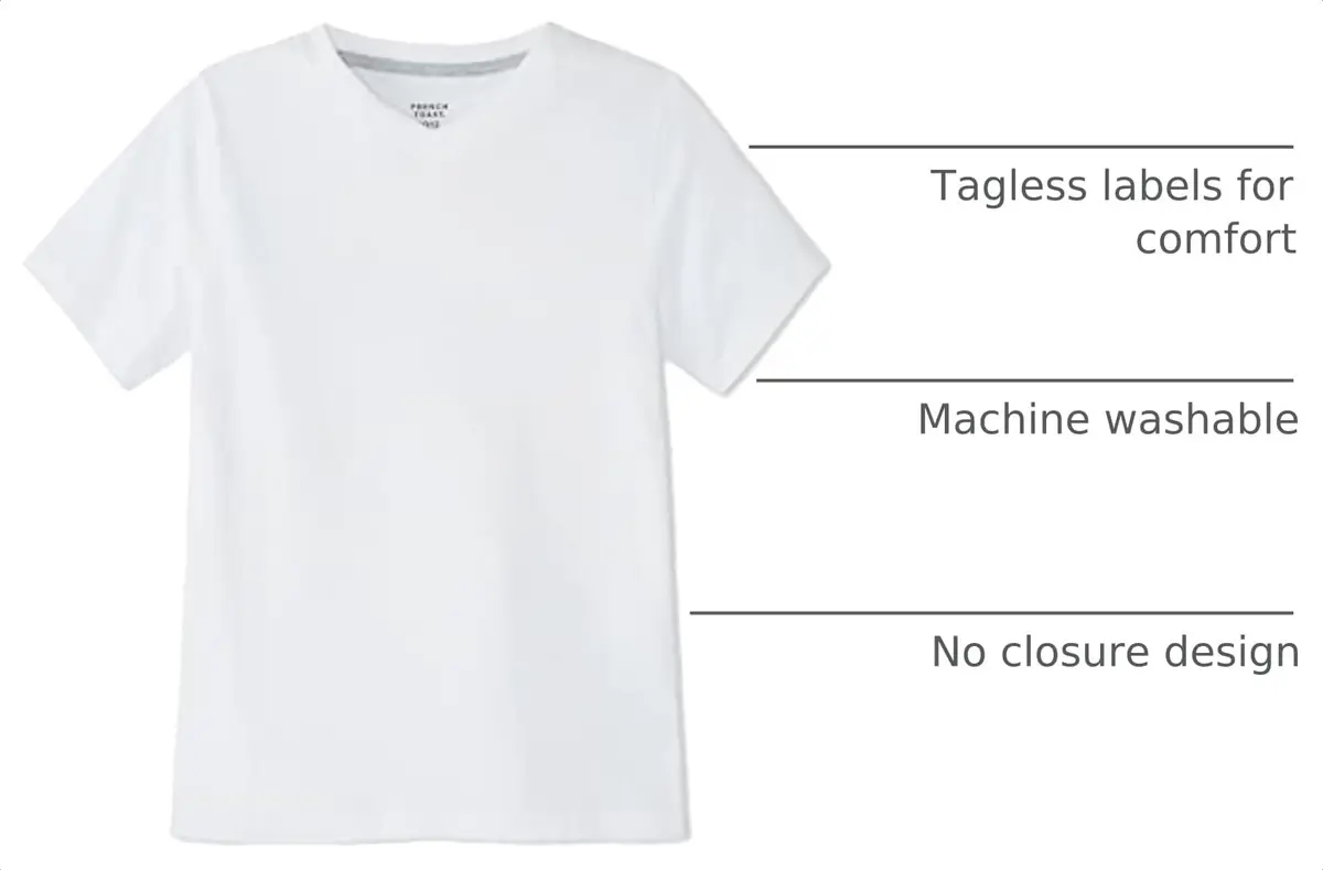 French Toast Boys' Short Sleeve V-Neck T-Shirt, White, 14-16 | Breathable Cotton for Active Boys - view 4