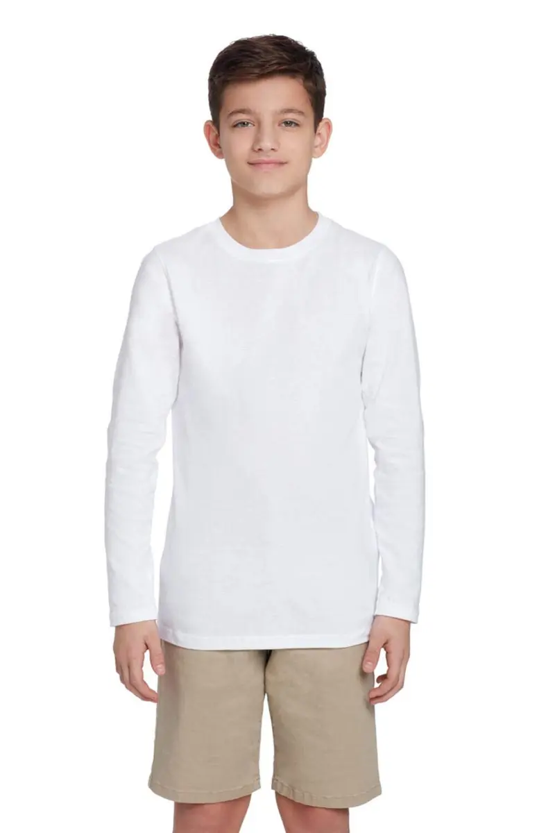 French Toast Boys' Big Long Sleeve Crewneck Tee T-Shirt, White, XL (14/16) | Versatile Cotton Casual for Big Kids - main product image