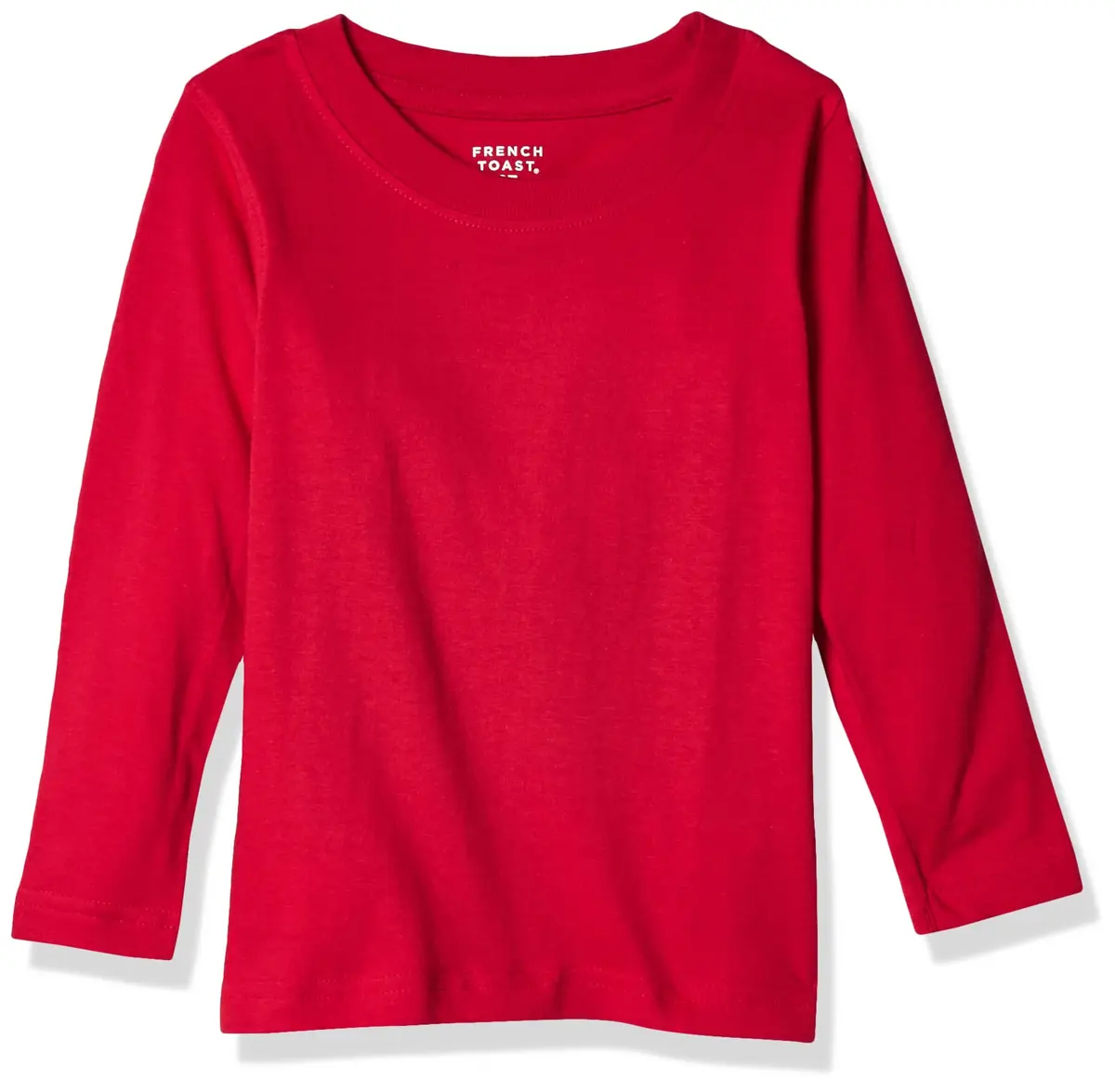 French Toast Big Boys' Basic Long Sleeve Crew Neck Tee, School Red, Large | Soft 100% Cotton, Versatile for School & Play - main product image
