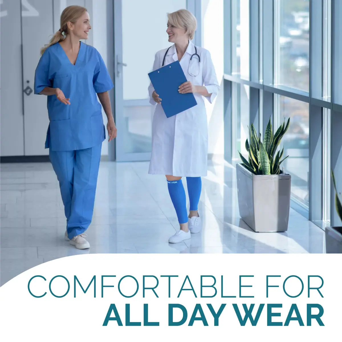 Run Forever Calf Compression Sleeves - Medium Blue | Graduated 20-30 mmHg Compression for Pain Relief & Circulation - view 9