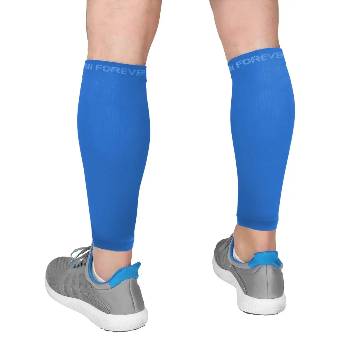 Run Forever Calf Compression Sleeve Large Blue | Graduated 20-30 mmHg Compression for Pain Relief - main product image